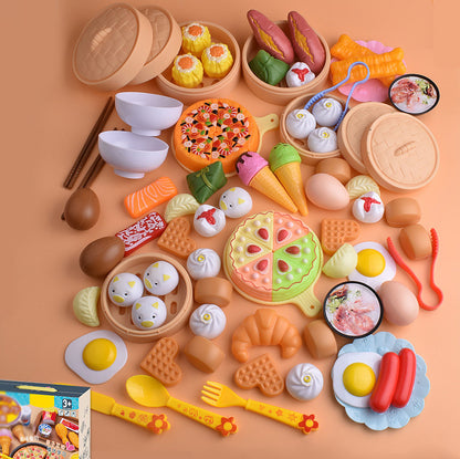 84-Piece Gourmet Restaurant Realistic Pretend Play Food Toy Set