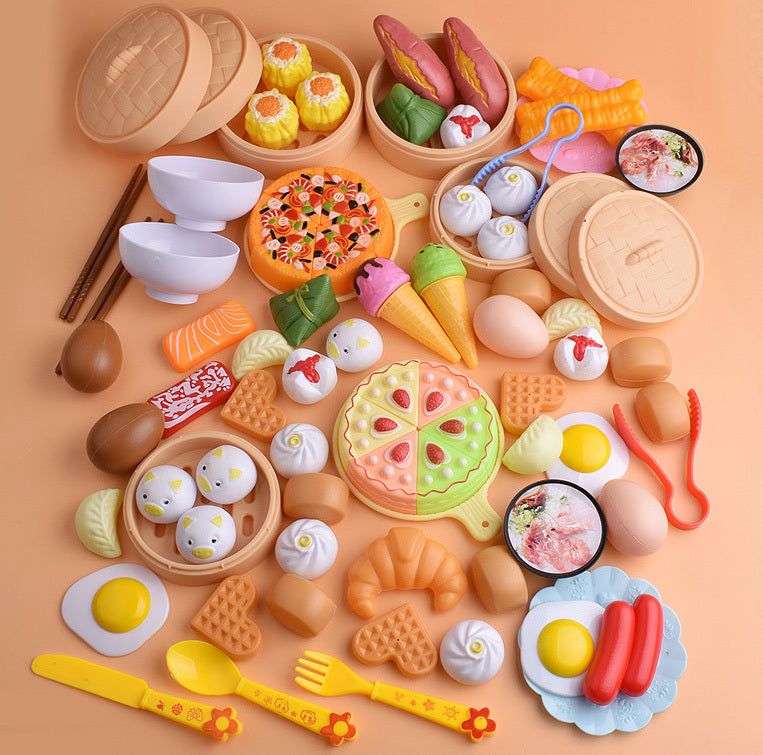 84-Piece Gourmet Restaurant Realistic Pretend Play Food Toy Set