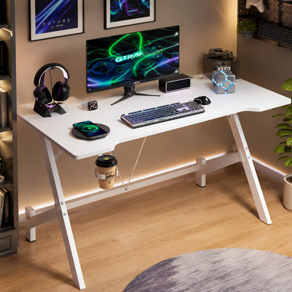 Ergonomic Gaming Desk Computer Table White 110cm