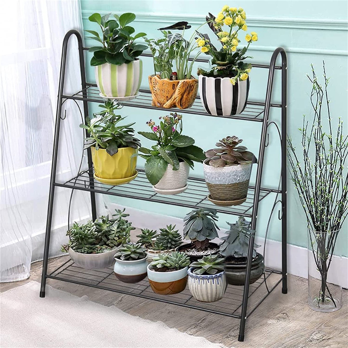 3-tier Metal Plant Stand Shelf Display Rack Flower Pot Holder Storage Organizer