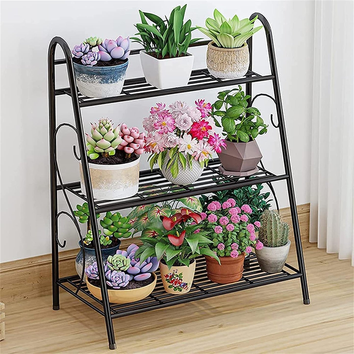 3-tier Metal Plant Stand Shelf Display Rack Flower Pot Holder Storage Organizer