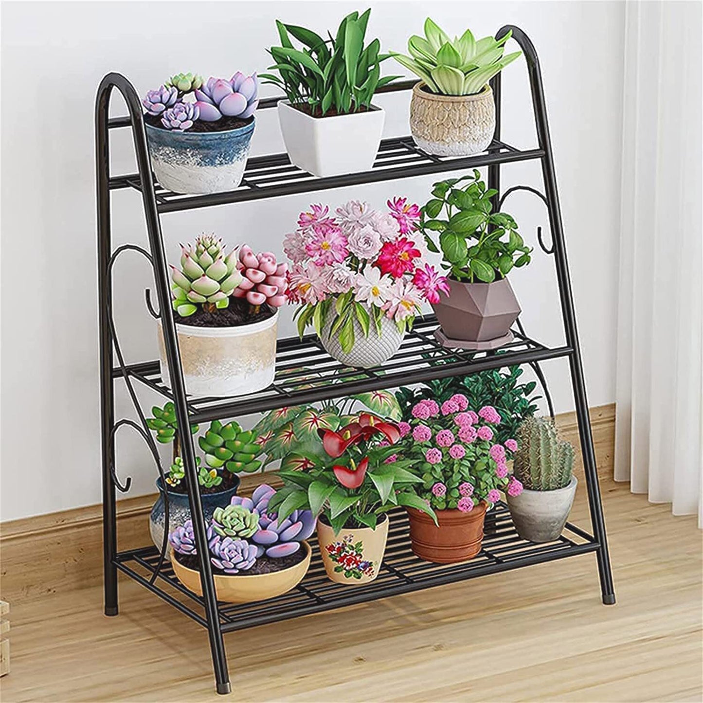 3-tier Metal Plant Stand Shelf Display Rack Flower Pot Holder Storage Organizer