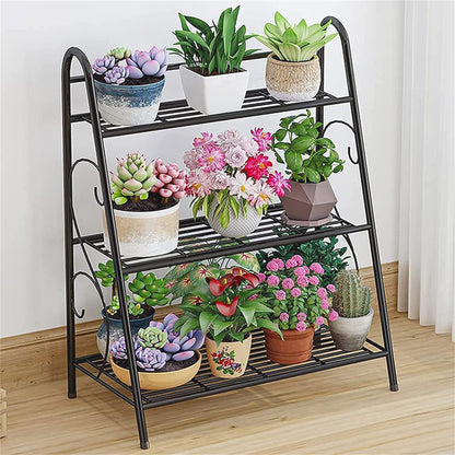 3-tier Metal Plant Stand Shelf Display Rack Flower Pot Holder Storage Organizer