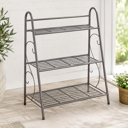 3-tier Metal Plant Stand Shelf Display Rack Flower Pot Holder Storage Organizer