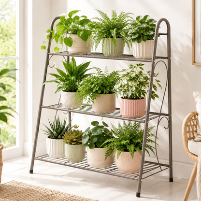 3-tier Metal Plant Stand Shelf Display Rack Flower Pot Holder Storage Organizer