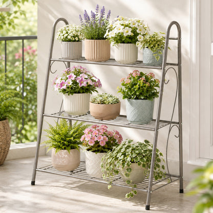 3-tier Metal Plant Stand Shelf Display Rack Flower Pot Holder Storage Organizer