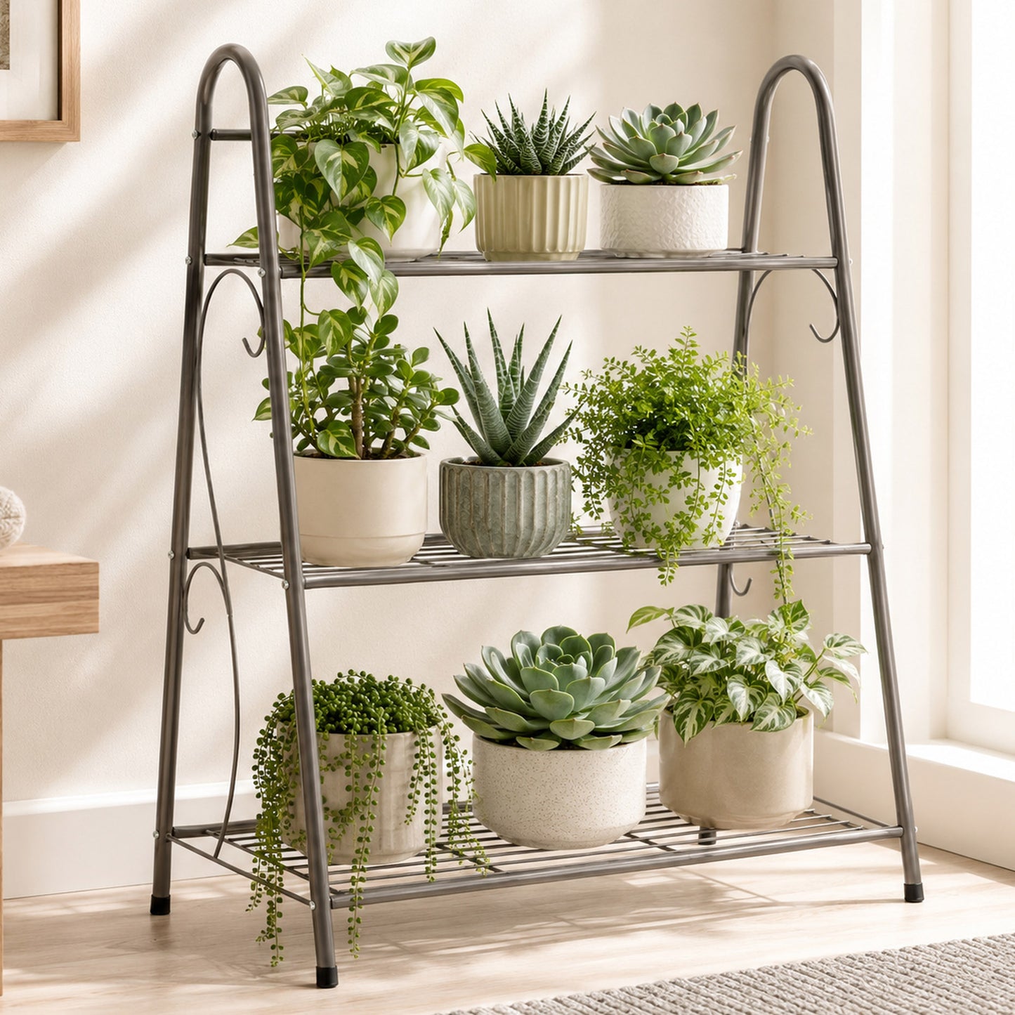 3-tier Metal Plant Stand Shelf Display Rack Flower Pot Holder Storage Organizer