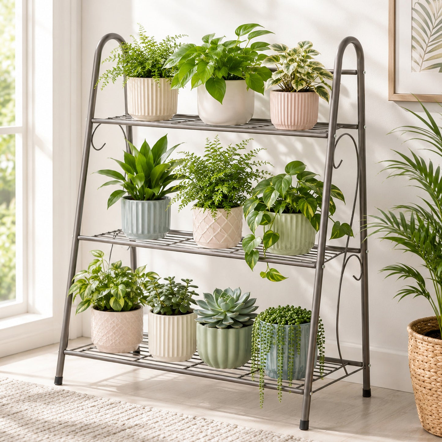 3-tier Metal Plant Stand Shelf Display Rack Flower Pot Holder Storage Organizer