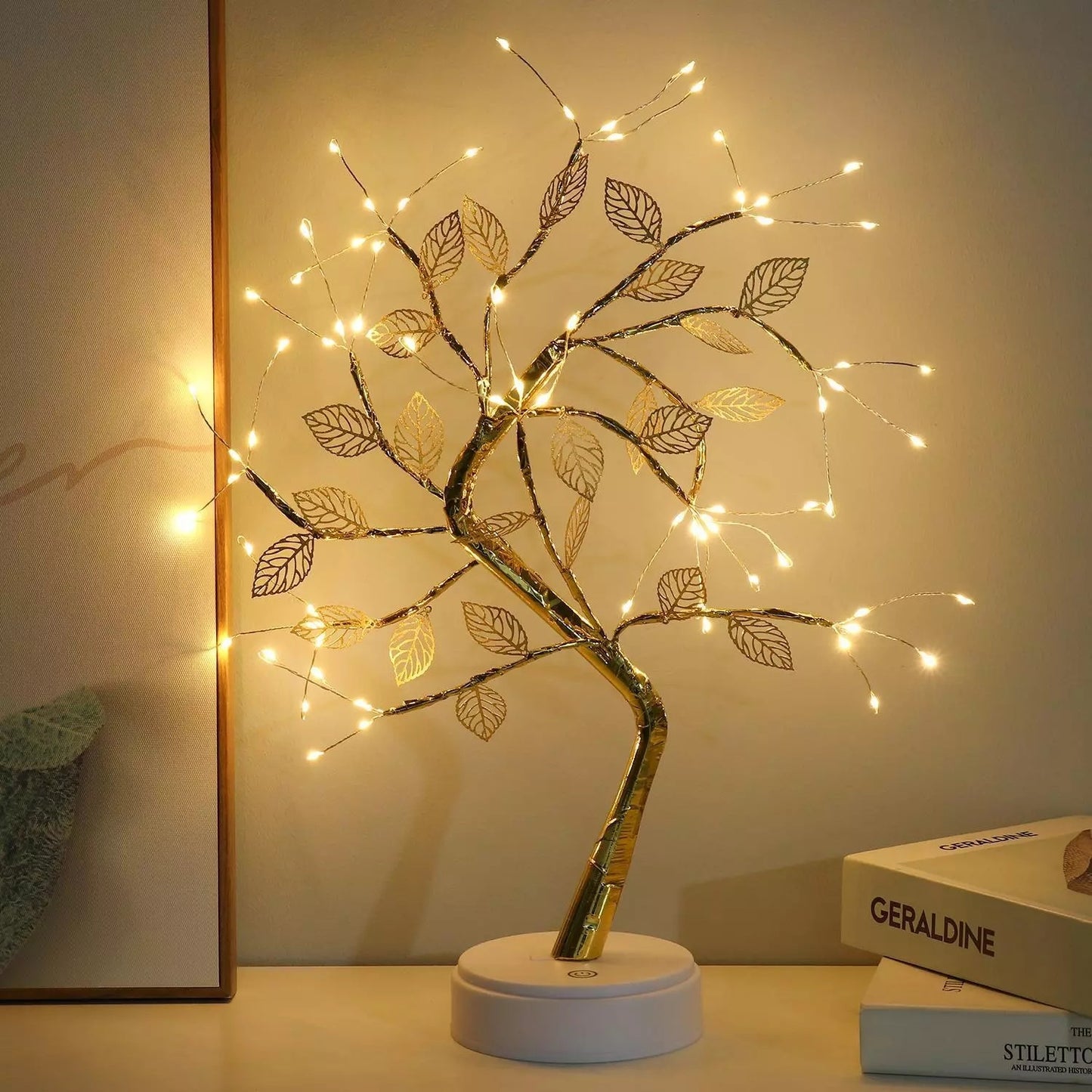 Magical LED Lamp Lucky Gold Leaf Bonsai Tree Light