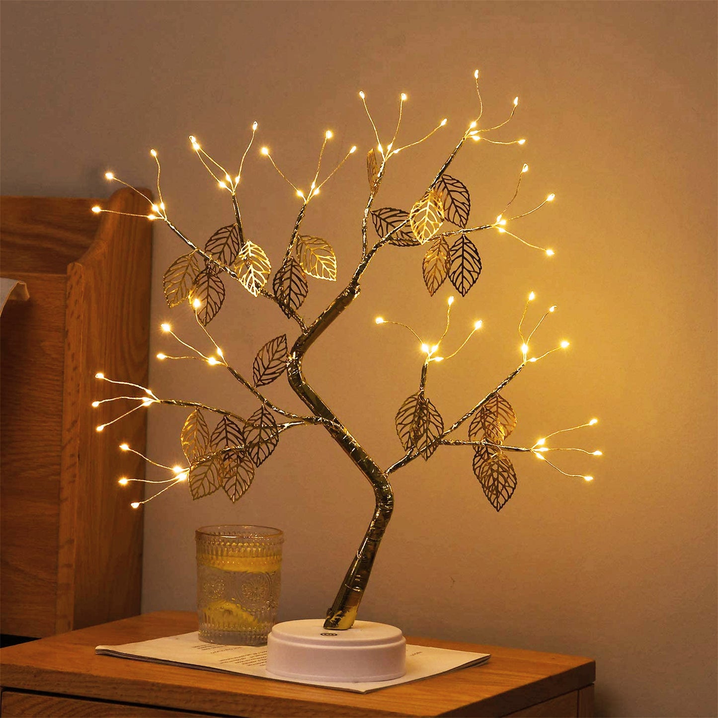 Magical LED Lamp Lucky Gold Leaf Bonsai Tree Light