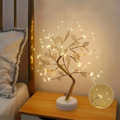 Magical LED Lamp Lucky Gold Leaf Bonsai Tree Light