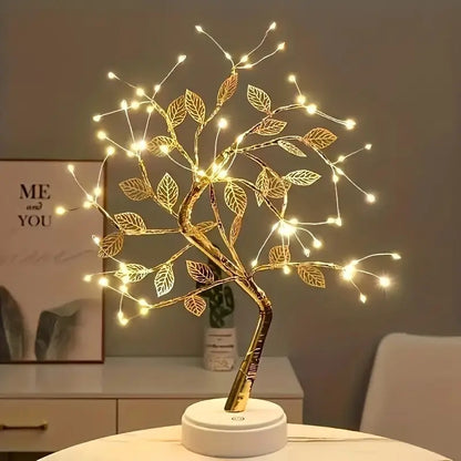 Magical LED Lamp Lucky Gold Leaf Bonsai Tree Light