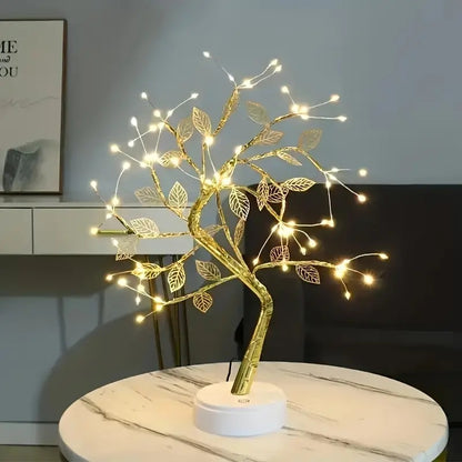 Magical LED Lamp Lucky Gold Leaf Bonsai Tree Light