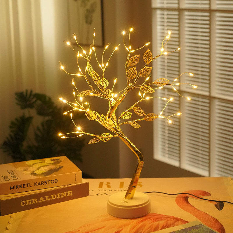 Magical LED Lamp Lucky Gold Leaf Bonsai Tree Light