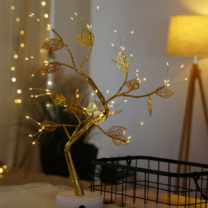 Magical LED Lamp Lucky Gold Leaf Bonsai Tree Light