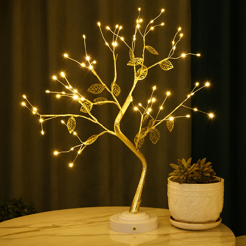 Magical LED Lamp Lucky Gold Leaf Bonsai Tree Light