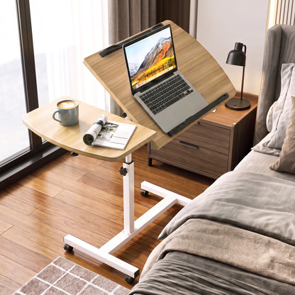 Motif 2-in-1 Adjustable Portable Sofa Bed Side Table Laptop Desk with Wheels (Oak)