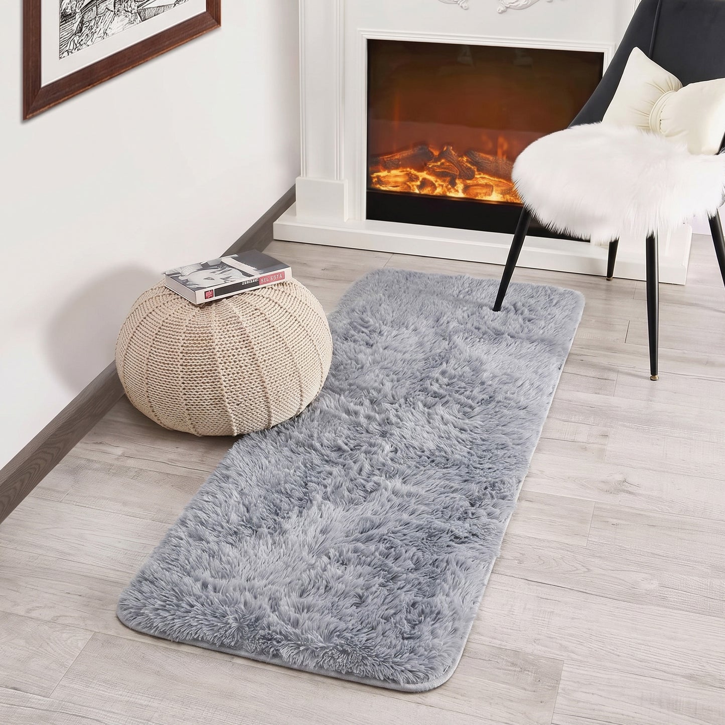 Soft Shag Rug Carpet Hallway Mat (Grey, 120 x 50 cm)