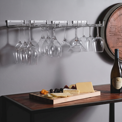 2 x Wine Glass Hanger Rack Kitchen Bar Stemware Metal Storage Organiser (White)
