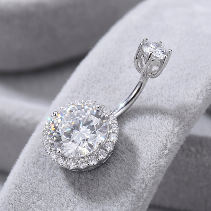 S925 Sterling Silver CZ Diamond Navel Ring Body Piercing