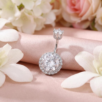 S925 Sterling Silver CZ Diamond Navel Ring Body Piercing