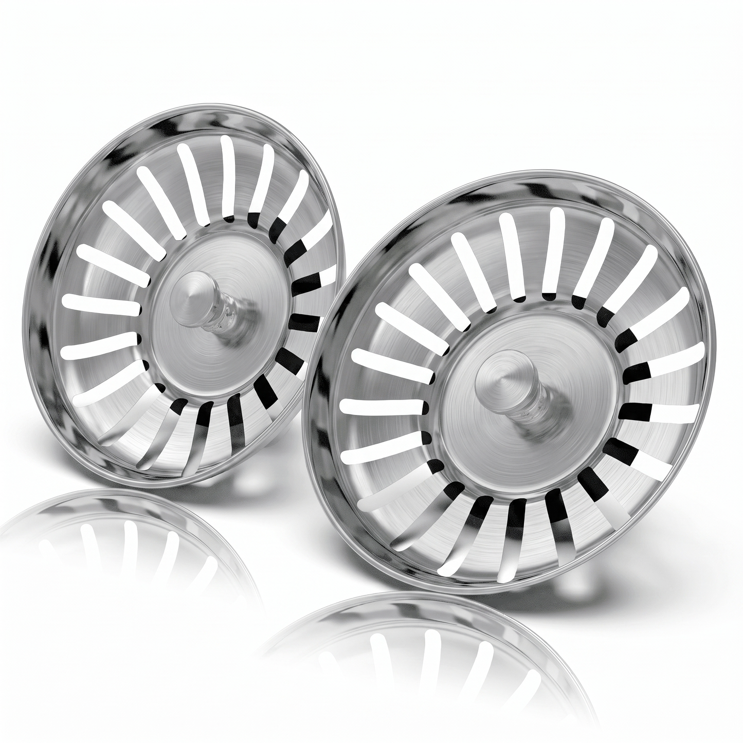 2 x Kitchen Stainless Steel Sink Strainer Plug Drain Filter Basket Drainer