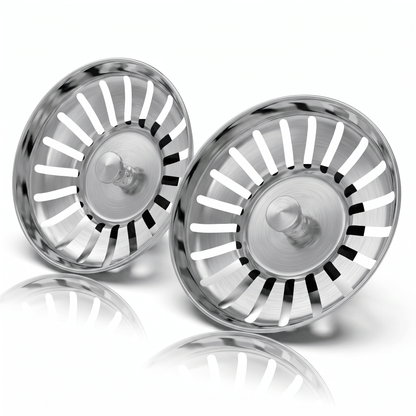 2 x Kitchen Stainless Steel Sink Strainer Plug Drain Filter Basket Drainer