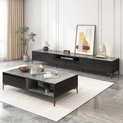 2-Piece Set Minimalist Large Coffee Table & 2m TV Cabinet