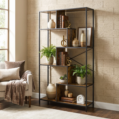 Pivot Premium Rustic Tall Bookcase Display Shelf Bookshelf Organizer