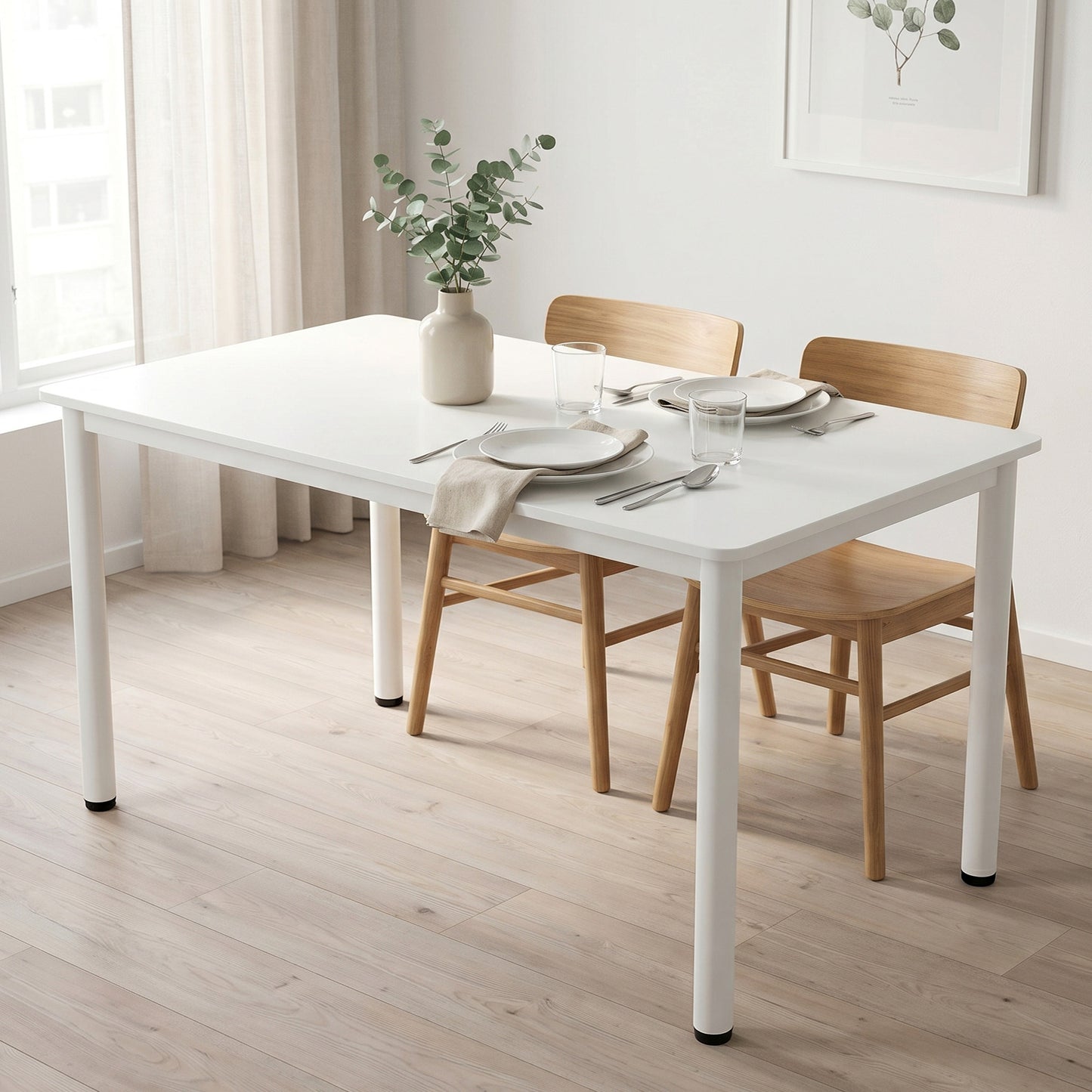 Heritage Industrial White Wood & Metal Dining Table 120cm