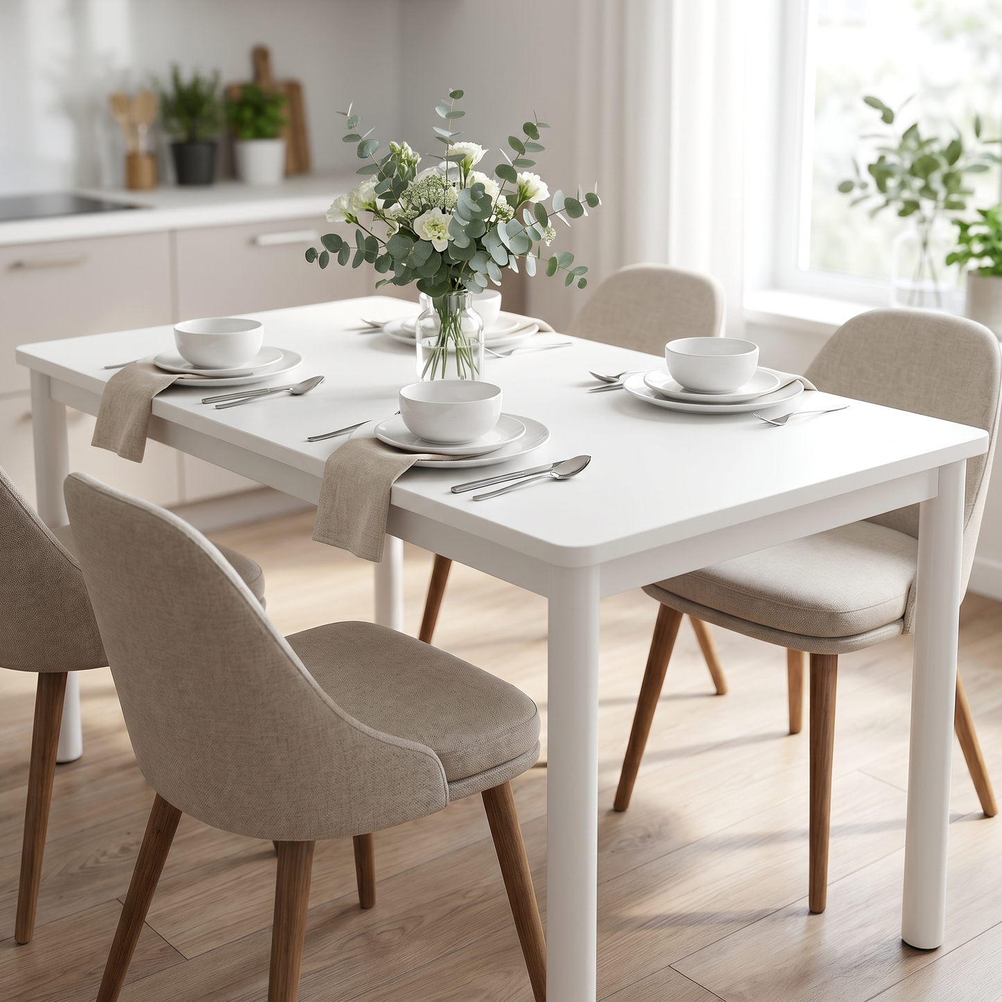 Heritage Industrial White Wood & Metal Dining Table 120cm