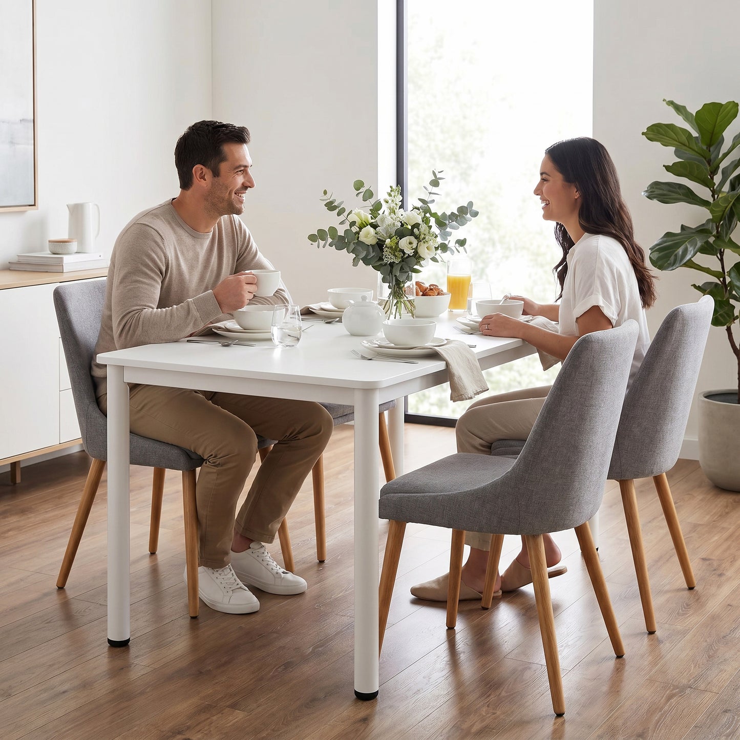 Heritage Industrial White Wood & Metal Dining Table 120cm