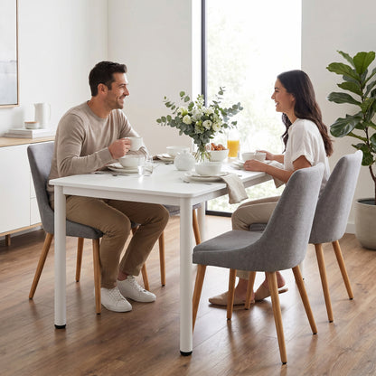 Heritage Industrial White Wood & Metal Dining Table 120cm