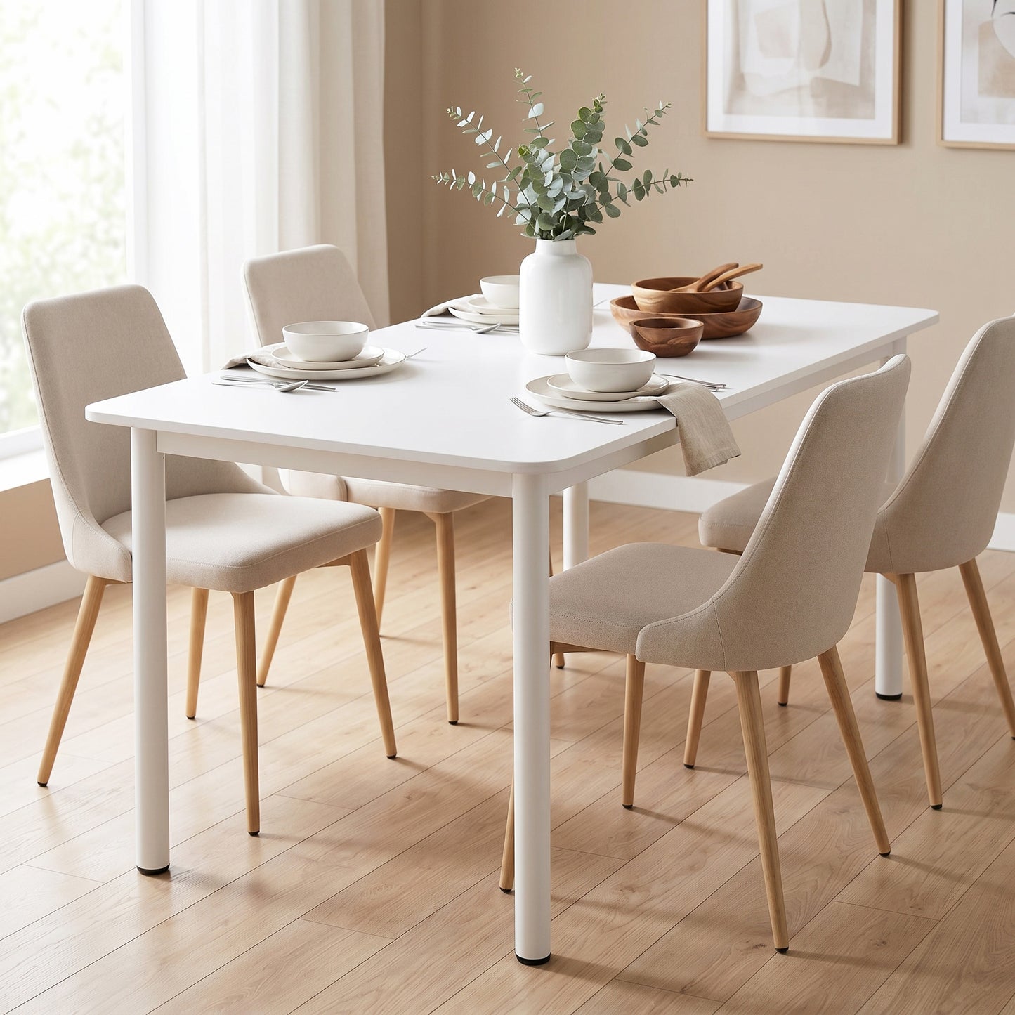 Heritage Industrial White Wood & Metal Dining Table 120cm
