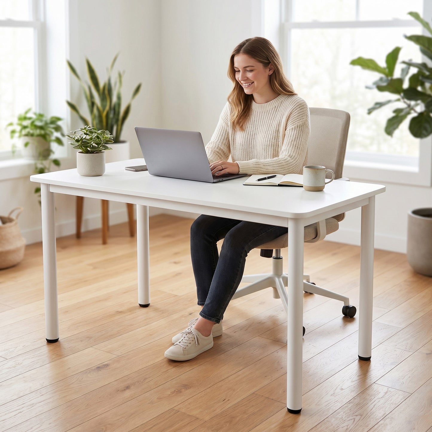 Heritage Industrial White Wood & Metal Dining Table 120cm
