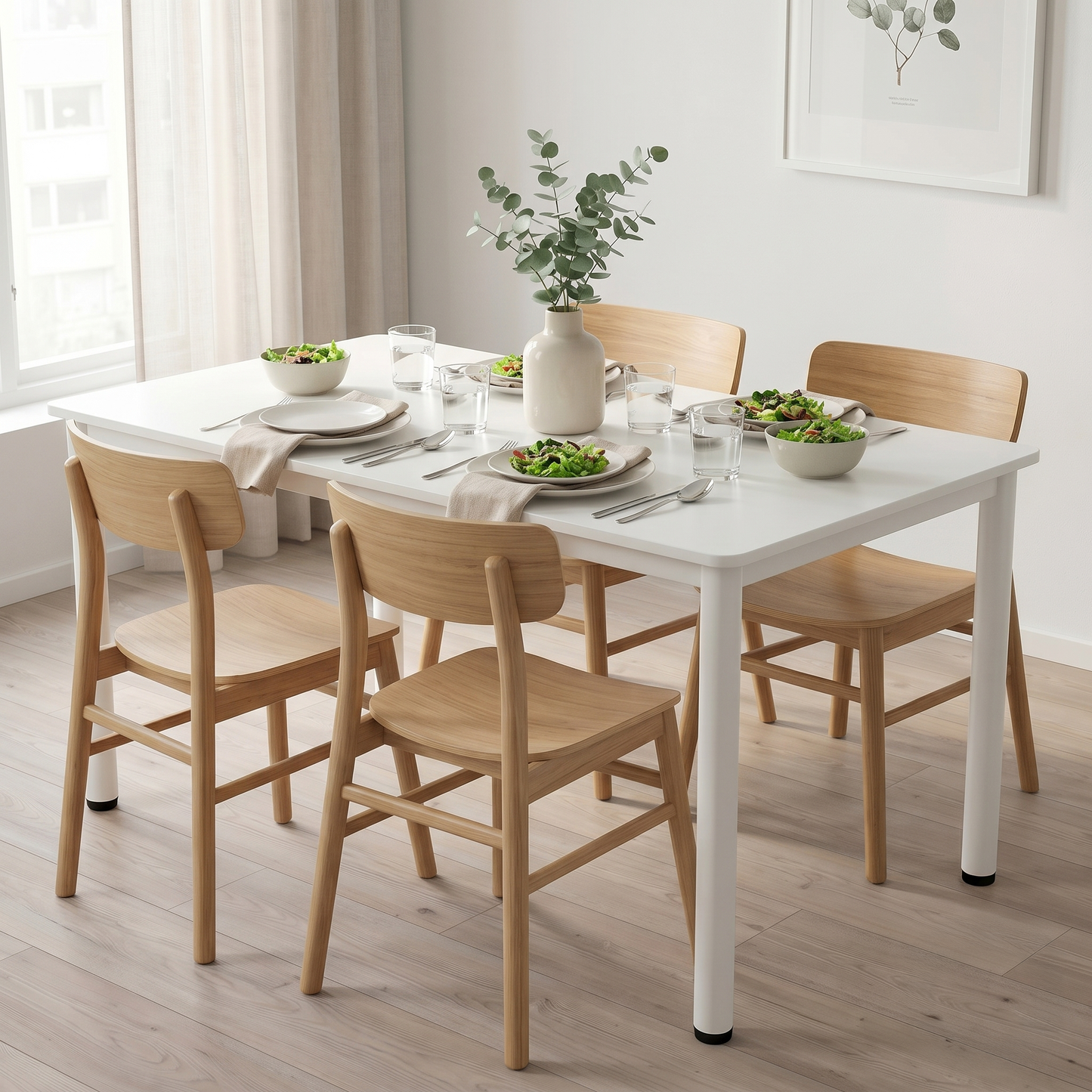Heritage Industrial White Wood & Metal Dining Table 120cm