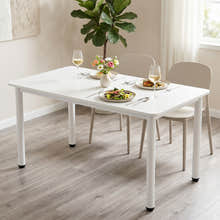 Heritage Industrial White Wood & Metal Dining Table 120cm