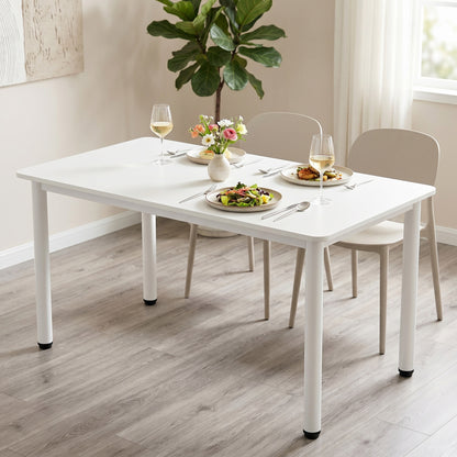 Heritage Industrial White Wood & Metal Dining Table 120cm