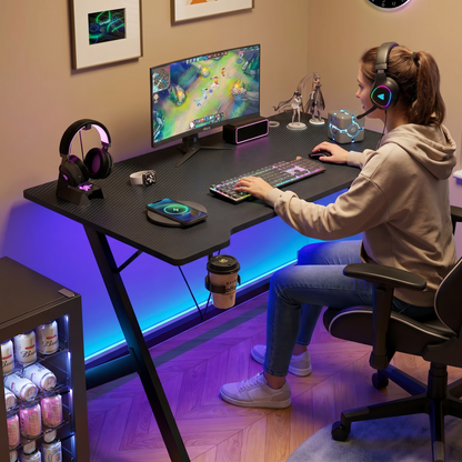 Ergonomic Gaming Desk Computer Table Black 110cm