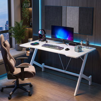 Ergonomic Gaming Desk Computer Table White 110cm