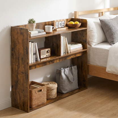 Ambassador Console Table Tall Narrow Bedside Table (Rustic Wood)