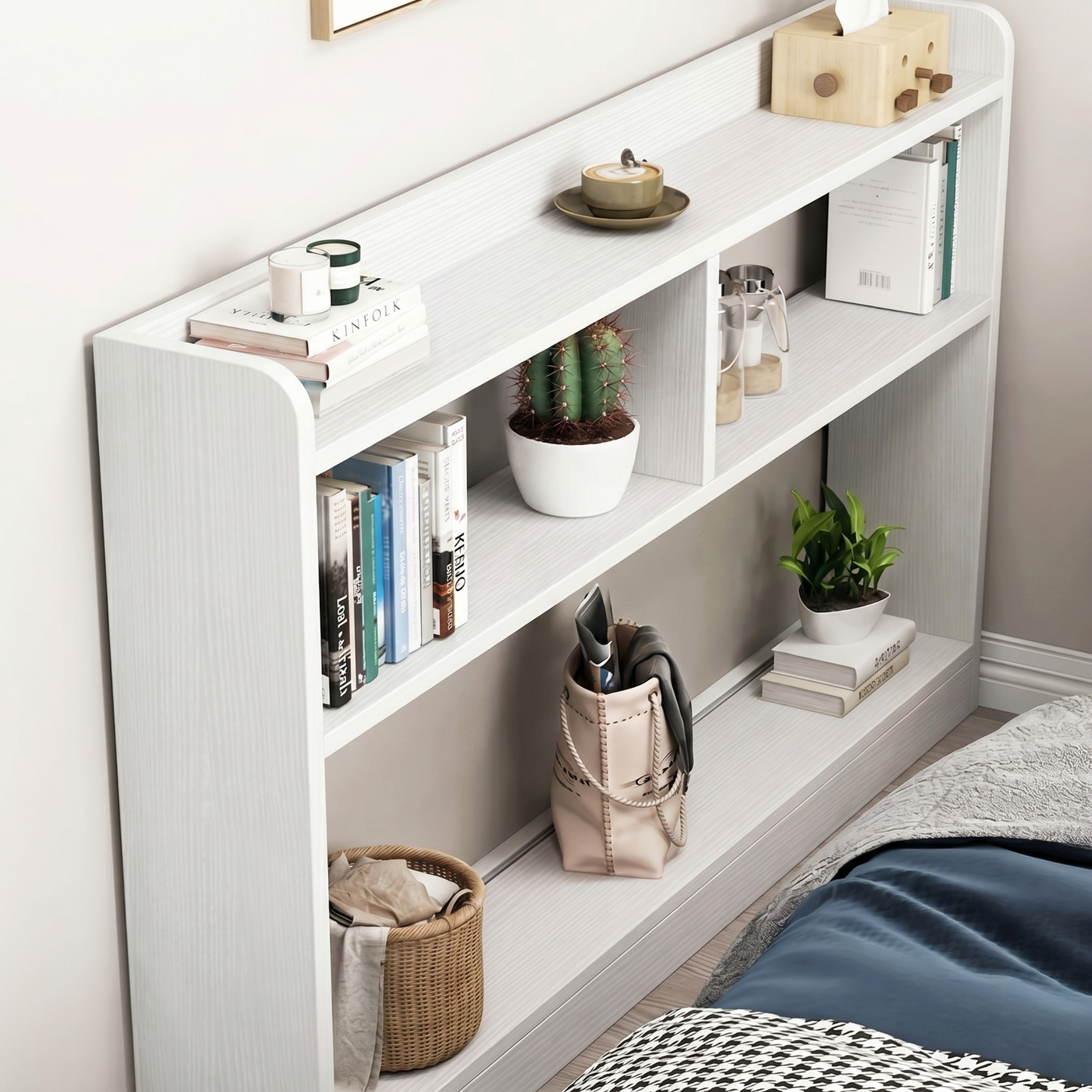 Ambassador Console Table Tall Narrow Bedside Table (White)