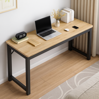 Profile Console Table Wood & Metal Narrow Desk (Oak & Black)