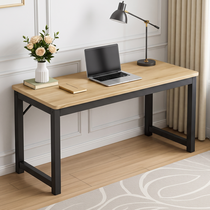 Profile Console Table Wood & Metal Narrow Desk (Rustic Oak)