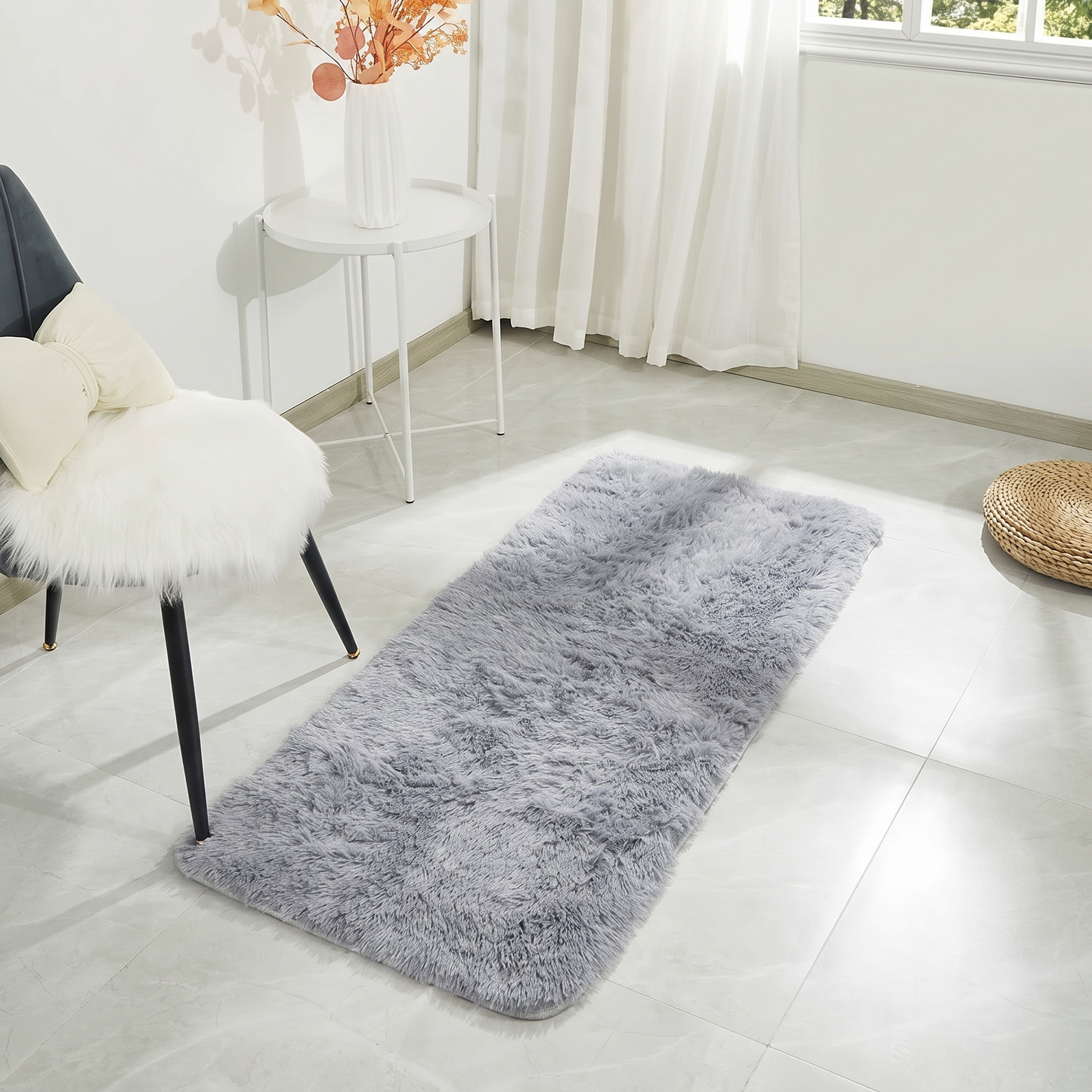 Soft Shag Rug Carpet Hallway Mat (Grey, 120 x 50 cm)