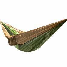 Deluxe Double Portable Fabric Hammock with Ropes Outdoor Travel Camping (Coffee & Green)