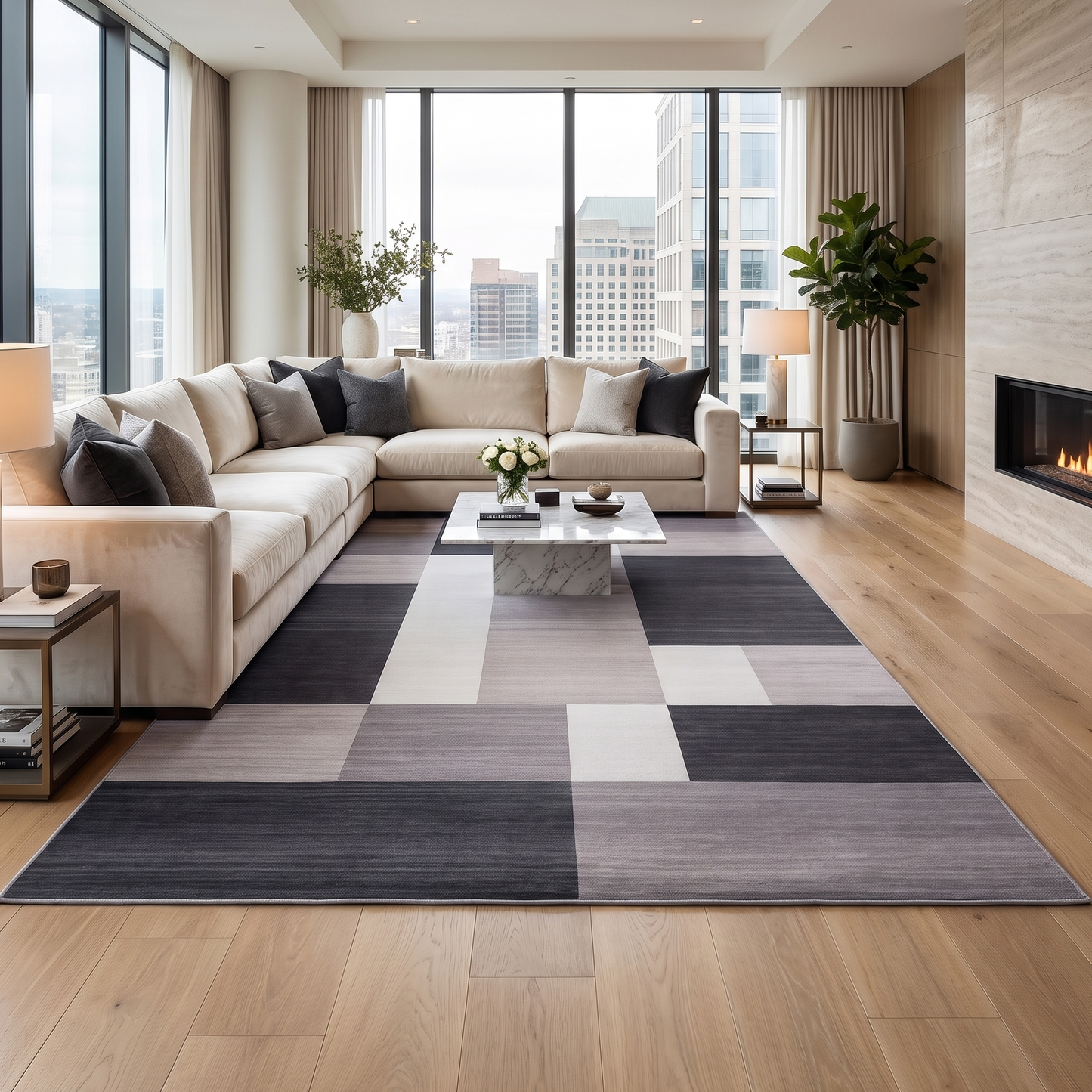 Large Check Rug Carpet Mat (230 x 160)