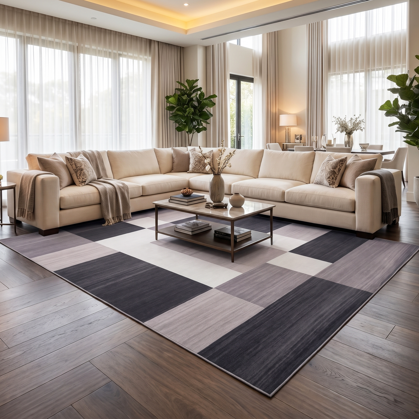 4m Extra Large Check Rug Carpet Mat (400 x 200)