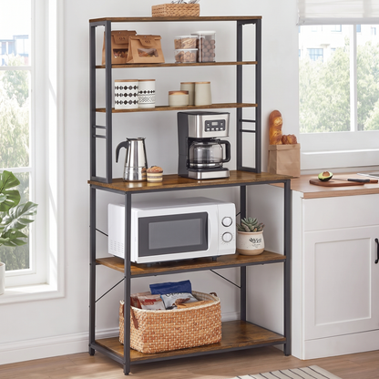 Retreat Tall Rustic Wood Kitchen Storage Baker’s Rack Shelf Organiser