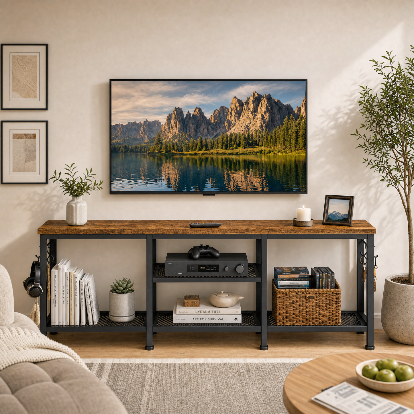 Vantage Rustic TV Stand Entertainment Unit Console Cabinet